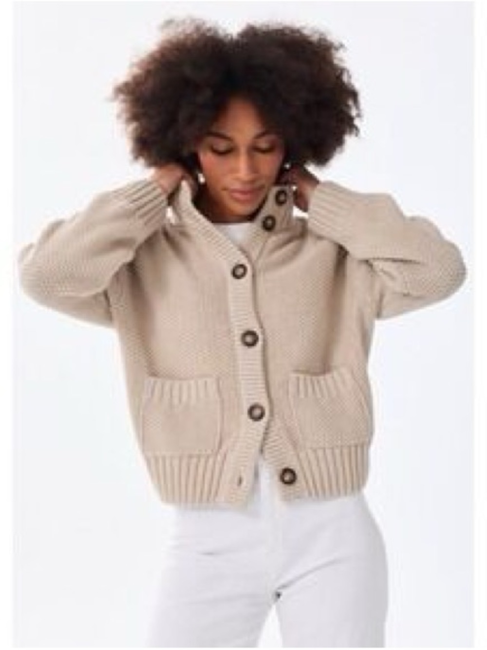 Magaschoni White Chunky Button Cotton Cardigan, 100% Cotton, Great Condition